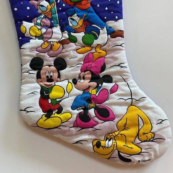 90s Disney Christmas Stocking Xmas Holiday Quilted Decor Carolling - Picture 3 of 4